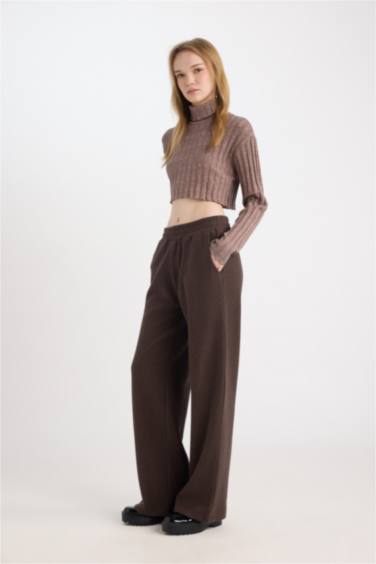 Wide Leg Geniş Bol Paça Eşofman Altı Beli Lastikli Cepli Bağcıklı Uzun Boy