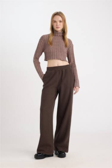 Wide Leg Geniş Bol Paça Eşofman Altı Beli Lastikli Cepli Bağcıklı Uzun Boy