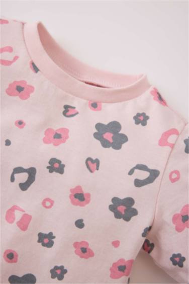 Kız Bebek Pijama Takımı Desenli Uzun Kollu Penye Üst Beli Lastikli Alt