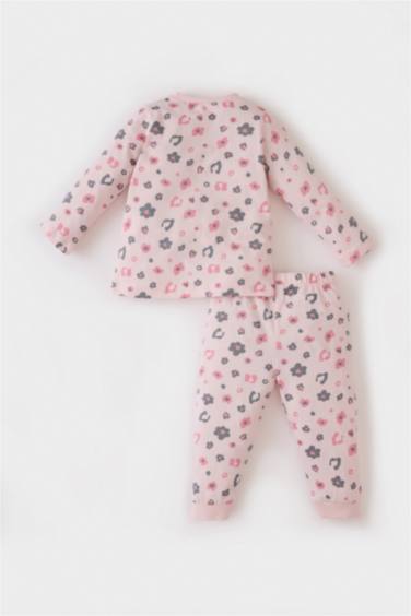 Kız Bebek Pijama Takımı Desenli Uzun Kollu Penye Üst Beli Lastikli Alt