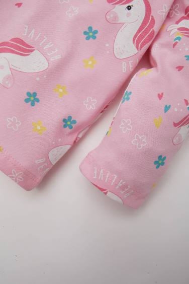 سيت بجامة بناتي بطبعة يونيكورن - قطعتين
