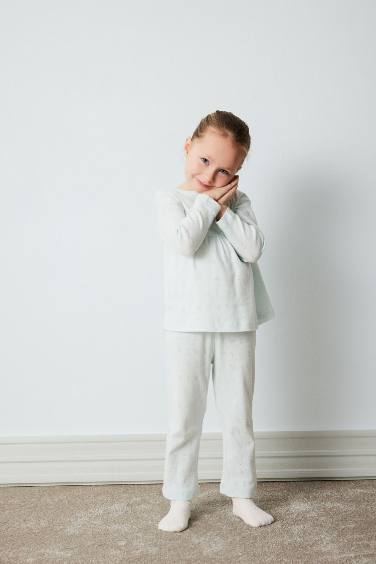 Baby Girl Ribbed Top Bottom 2 Piece Pajama Set
