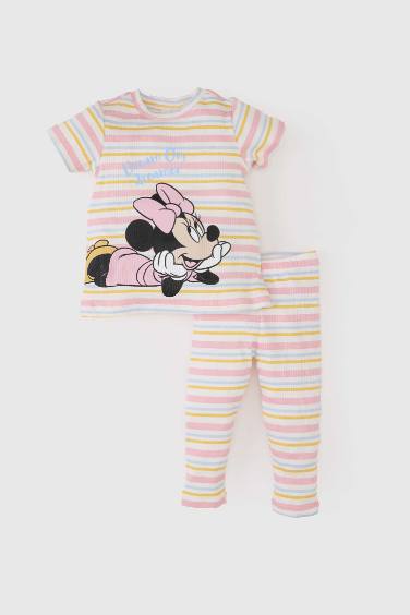 Girl Disney Mickey & Minnie Ribbed Camisole Top Bottom 2 Piece Pajama Set