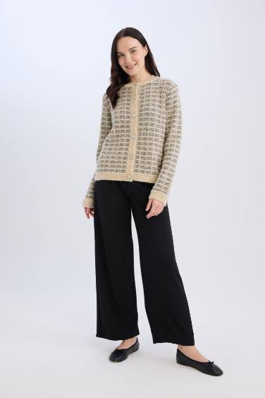 Straight Wide Leg Basic Trousers