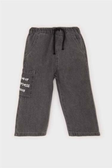 بنطلون جينز ولادي قصة عادية برجل مطاطي وجيب