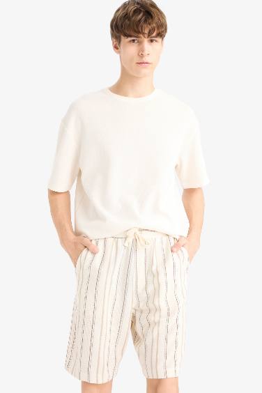 Regular Fit Jacquard Striped Bermuda Shorts