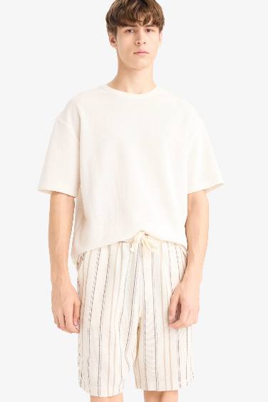 Regular Fit Jacquard Striped Bermuda Shorts