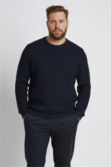 Standart Fit Bisiklet Yaka Basic Dokulu Triko Kazak