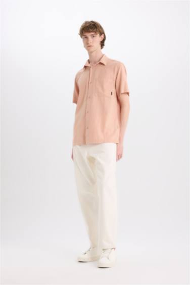 Cotton Slim Fit Basic Short Sleeve Shirt