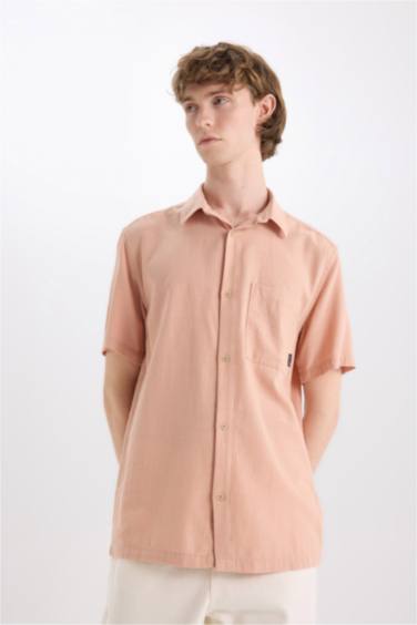 Cotton Slim Fit Basic Short Sleeve Shirt