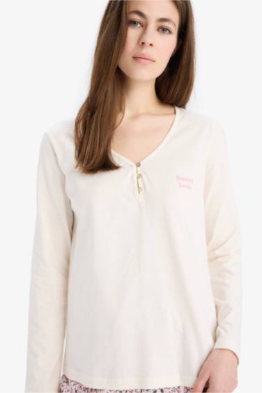 Pijama Takımı Uzun Kollu Üst Desenli Uzun Alt-Fall in Love