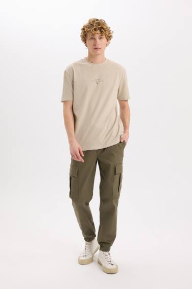 Regular Waist Laced Textured Jogger Cargo Pants