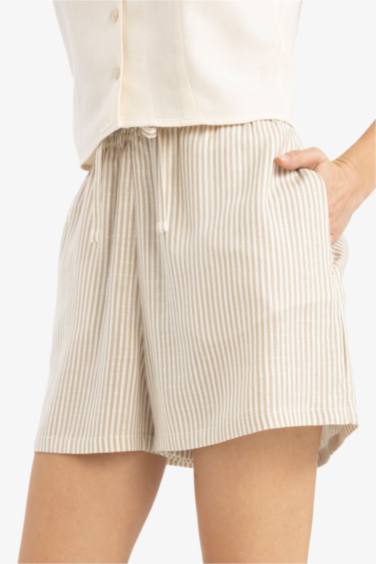 Обычная Посадка Короткие Льняная Смесь Шорты