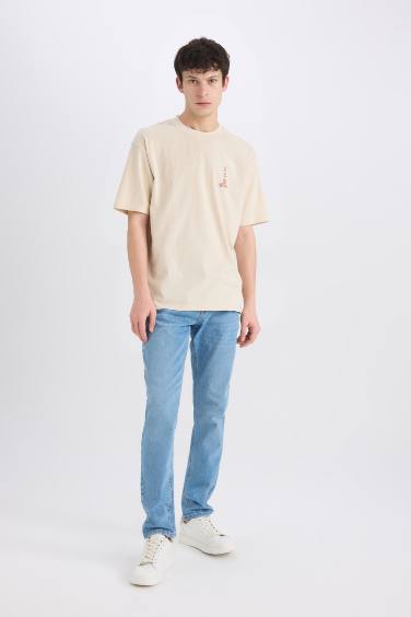 Boxy Fit Crew Neck Printed Short Sleeve T-Shirt