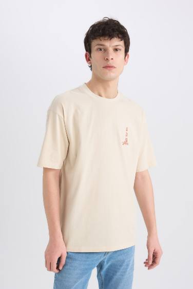 Boxy Fit Crew Neck Printed Short Sleeve T-Shirt