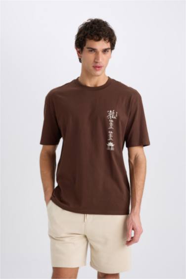 تيشيرت نص كم اوفر سايز برقبة مستديرة