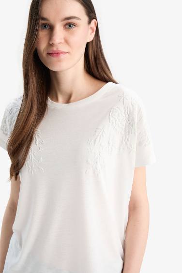 T-shirt basique 100 % coton à manches courtes et col rond