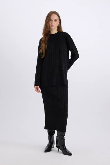 Regular Fit Basic Maxi Knit Skirt