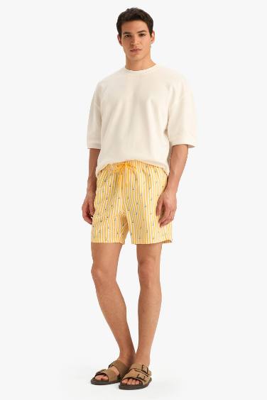 Mesh Lined Short Length Striped Swim Shorts