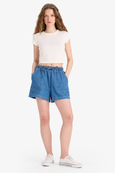 Soft Denim High waist Short Leg Shorts