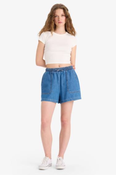 Soft Denim High waist Short Leg Shorts