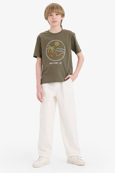 Boy Crew Neck Embroidered Short Sleeve T-Shirt