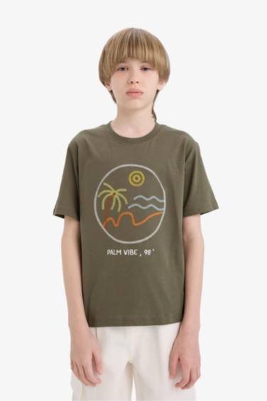 Boy Crew Neck Embroidered Short Sleeve T-Shirt