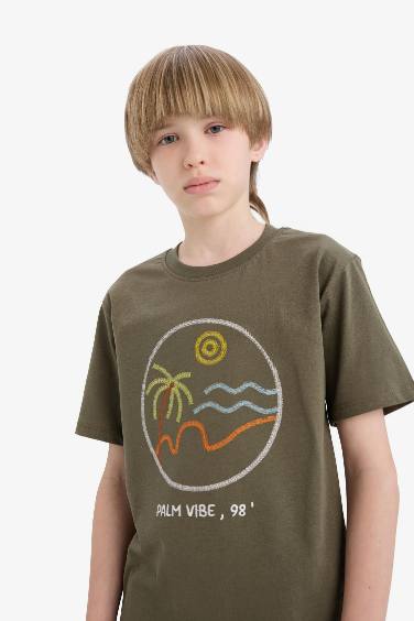 Boy Crew Neck Embroidered Short Sleeve T-Shirt