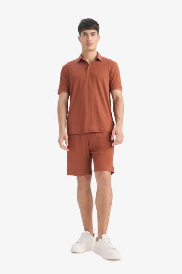 Regular Fit Crinkle Bermuda Shorts