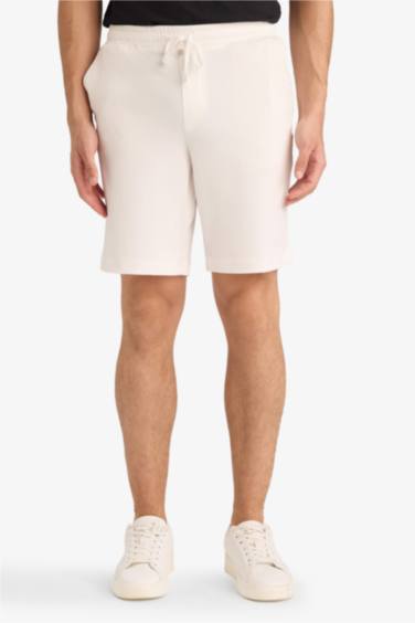 Regular Fit Tied Waist Crinkle Bermuda Shorts