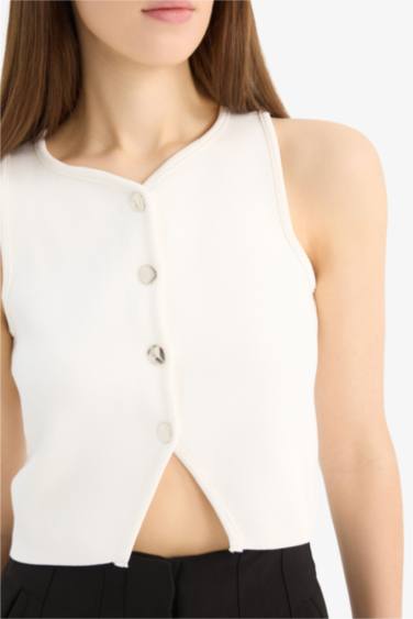 Regular Fıt Bisiklet Yaka Yelek - Görsel 5