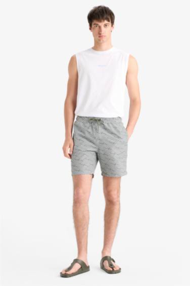 Короткие пляжные шорты с сетчатой подкладкой и рисунком, regular fit, до колена