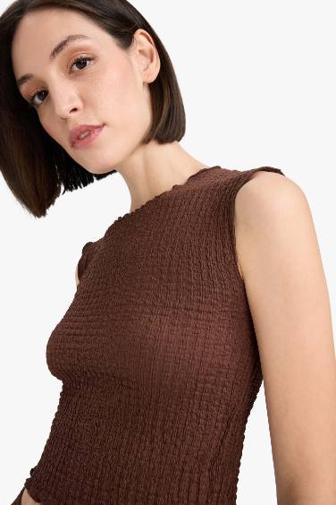 Slim Fit Dar Kesim Bisiklet Yaka Bürümcük Atlet