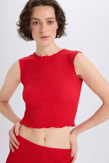 Slim Fit Dar Kesim Bisiklet Yaka Bürümcük Atlet