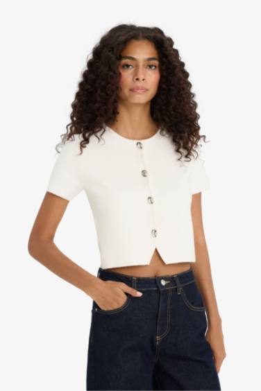 қалыпты пішім дөңгелек жаға трикотаж Кардиган