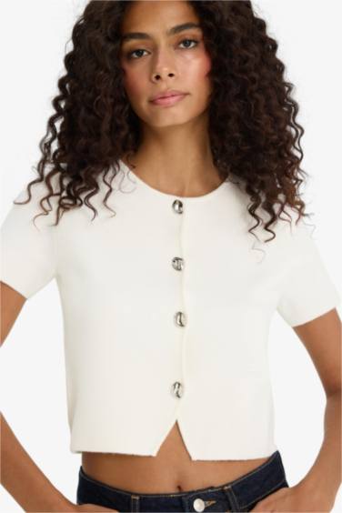 қалыпты пішім дөңгелек жаға трикотаж Кардиган