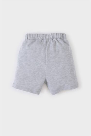 Baby Boy Regular Fit Slogan Printed Sweatshirt Fabric Shorts