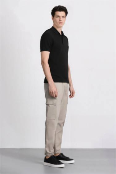 Pantalon Jogging Cargo en Gabardine à taille élastique