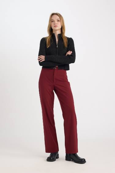 Wide Leg High Waist Basic Standard Lenght Trousers