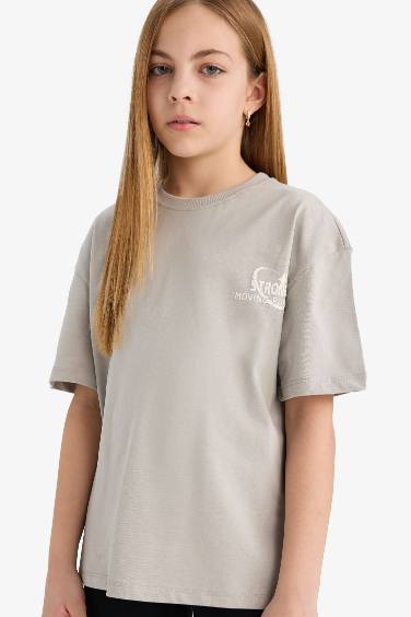 T-shirt oversize imprimé à col rond pour fille