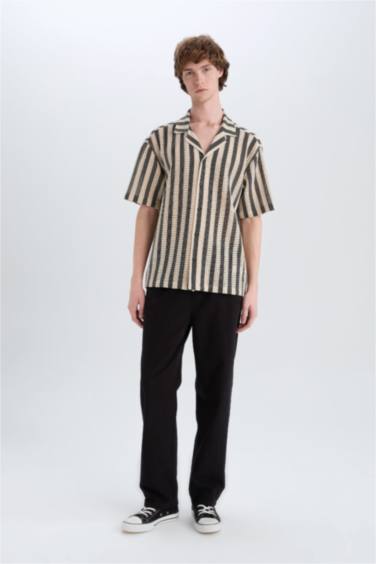 Regular Fit Apache Neck Short Sleeve Shirt