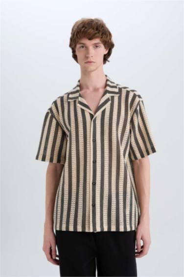 Regular Fit Apache Neck Short Sleeve Shirt