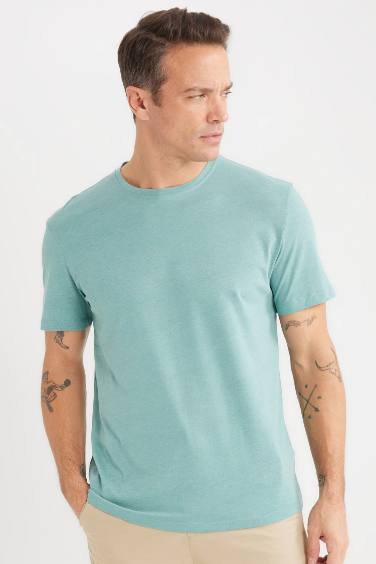 New Regular Fit Bisiklet Yaka Basic Düz Kısa Kollu Tişört