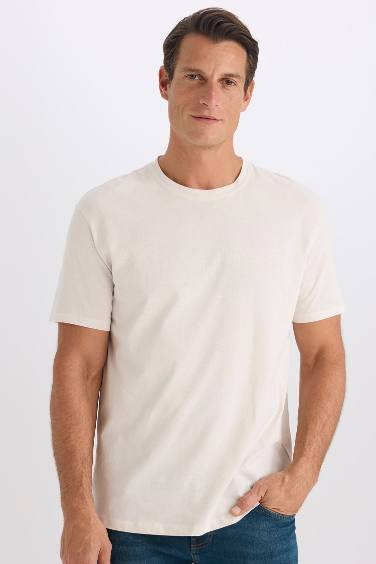 New Regular Fit Bisiklet Yaka Basic Düz Kısa Kollu Tişört