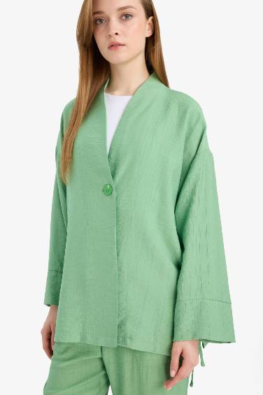 Relax Fit Crinkle Fabric Long Sleeve Tunic
