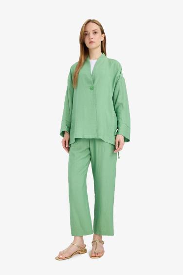 Relax Fit Crinkle Fabric Long Sleeve Tunic