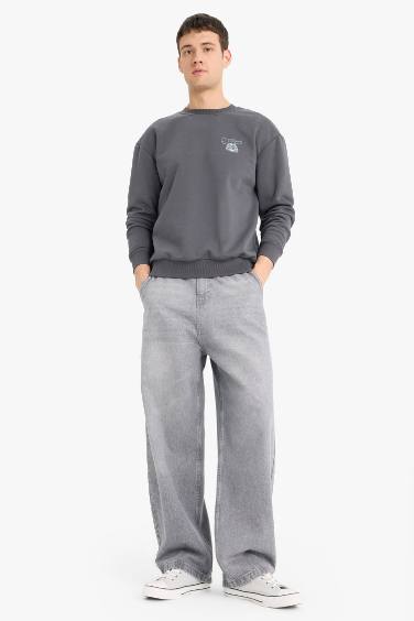 Fast & Furious Boxy Fit Bisiklet Yaka Sırt Baskılı Kalın Sweatshirt