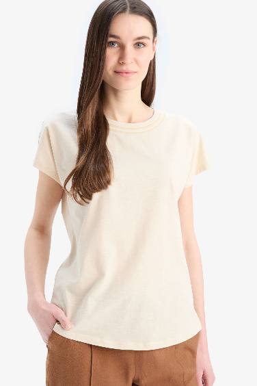 Traditional Crew Neck Flamy Cotton T-Shirt