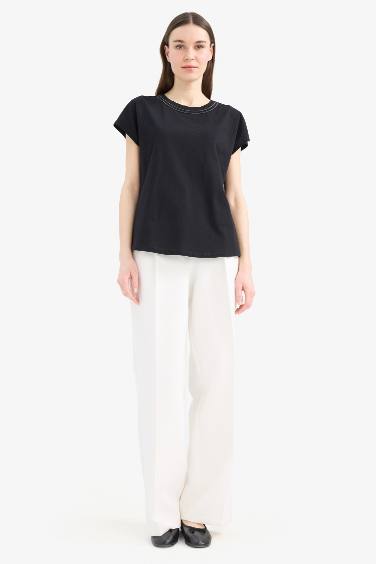 Crew Neck Basic Flame Cotton T-shirt