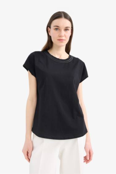 Crew Neck Basic Flame Cotton T-shirt